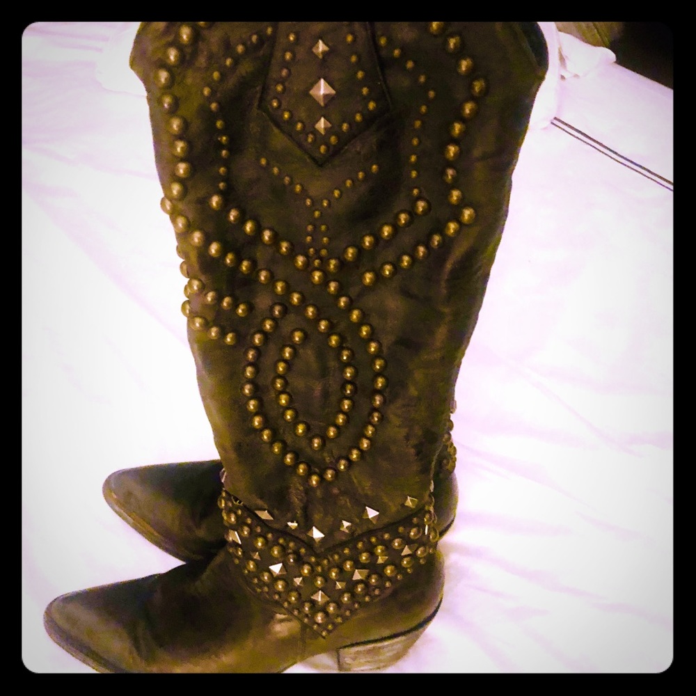 Old Gringo Black Stud Boots  Belinda 18”